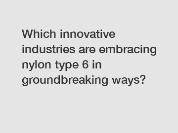 Which innovative industries are embracing nylon type 6 in groundbreaking ways?