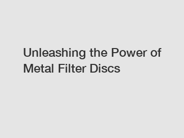 Unleashing the Power of Metal Filter Discs