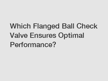 Which Flanged Ball Check Valve Ensures Optimal Performance?