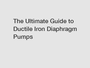 The Ultimate Guide to Ductile Iron Diaphragm Pumps