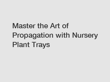 Master the Art of Propagation with Nursery Plant Trays