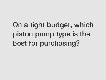 On a tight budget, which piston pump type is the best for purchasing?