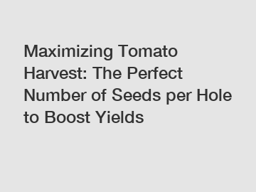 Maximizing Tomato Harvest: The Perfect Number of Seeds per Hole to Boost Yields
