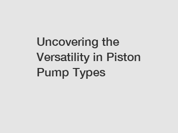 Uncovering the Versatility in Piston Pump Types