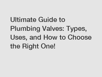 Ultimate Guide to Plumbing Valves: Types, Uses, and How to Choose the Right One!