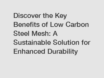 Discover the Key Benefits of Low Carbon Steel Mesh: A Sustainable Solution for Enhanced Durability