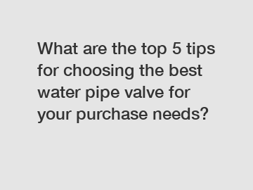 What are the top 5 tips for choosing the best water pipe valve for your purchase needs?