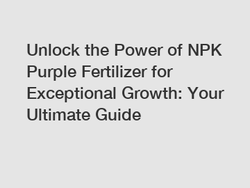 Unlock the Power of NPK Purple Fertilizer for Exceptional Growth: Your Ultimate Guide