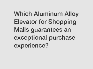 Which Aluminum Alloy Elevator for Shopping Malls guarantees an exceptional purchase experience?
